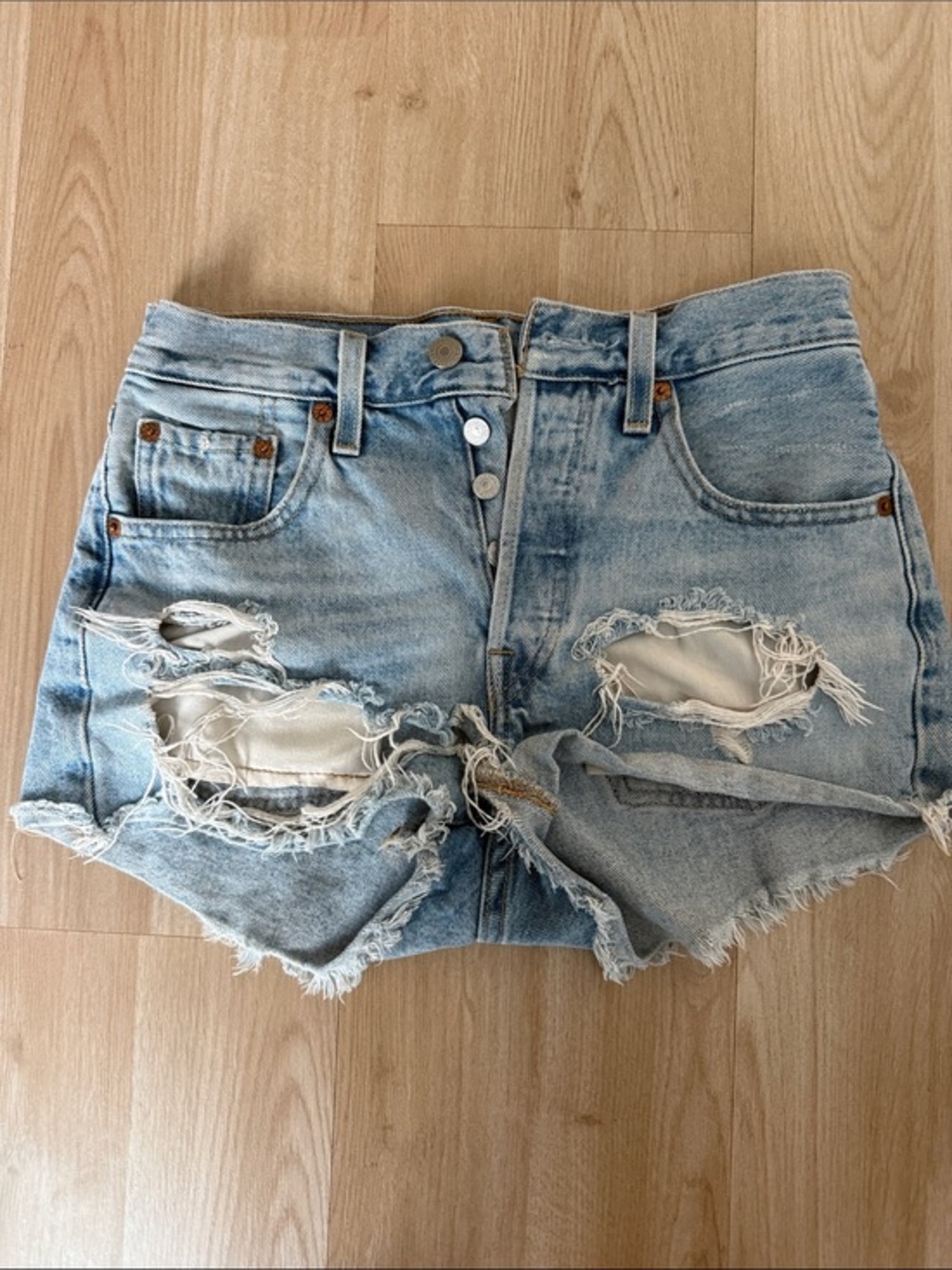 Levi's Light Blue Denim Shorts with Contrast Stitching